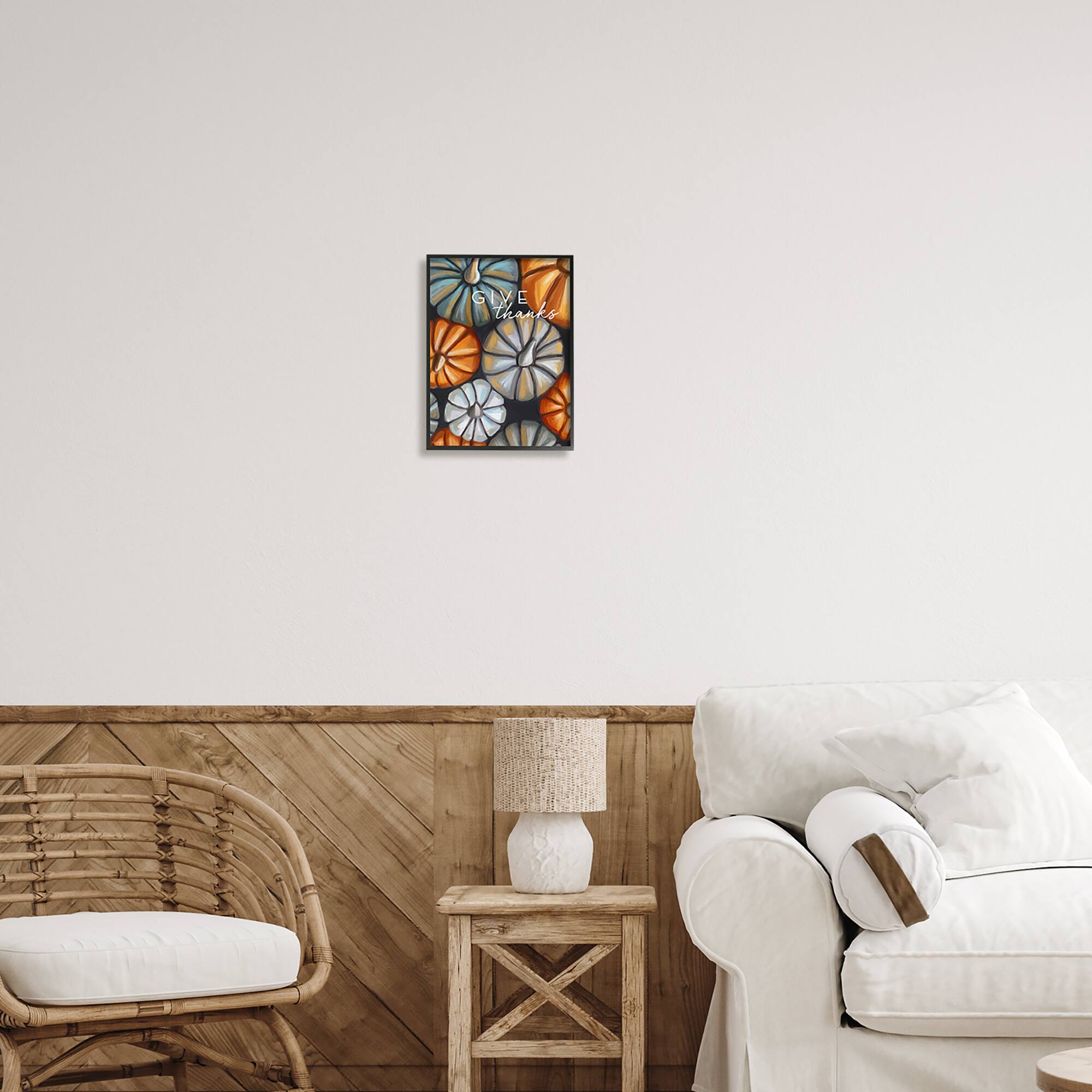 Stupell Industries Give Thanks Autumn Phrase Framed Giclee Art
